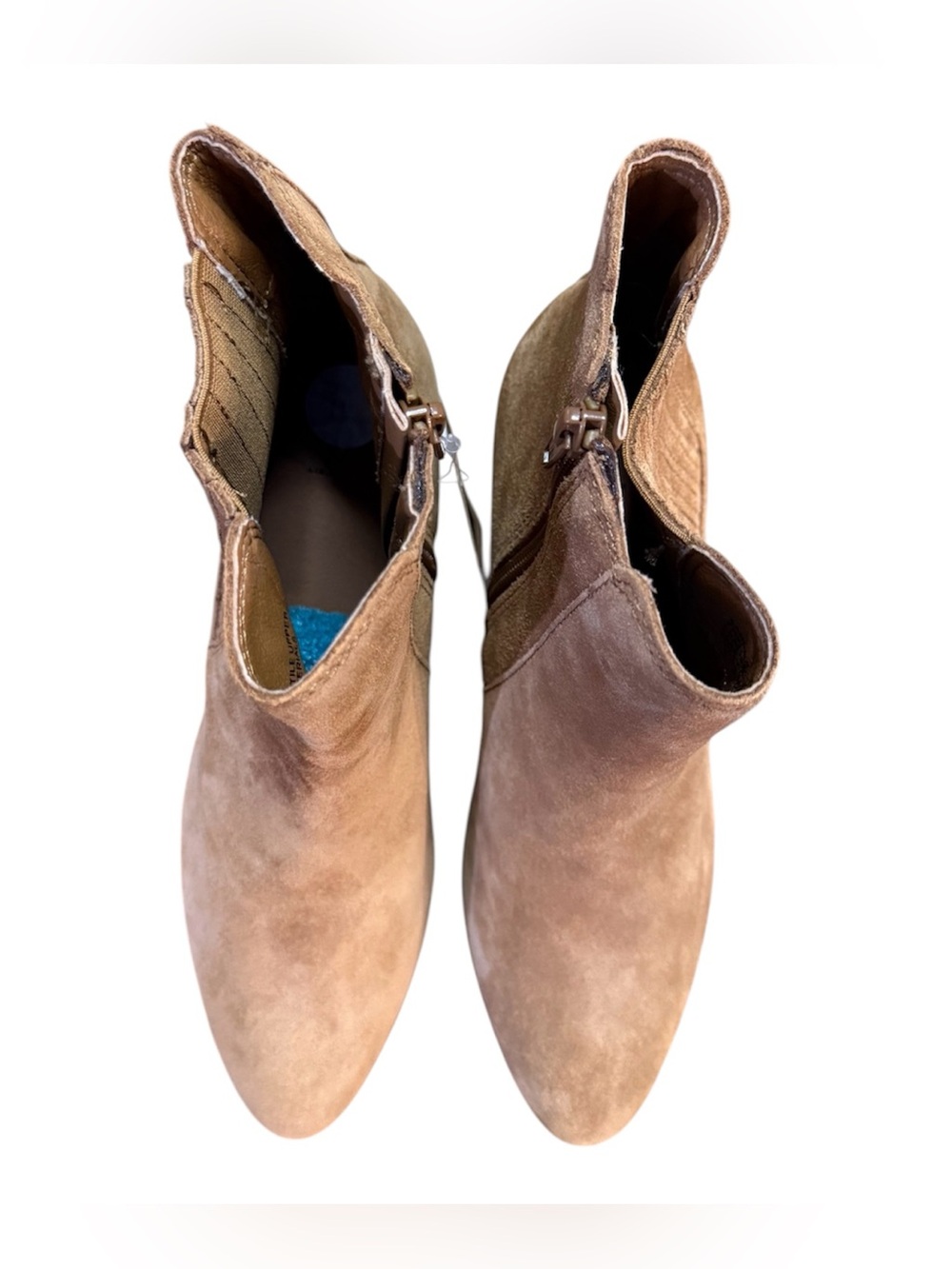 Frye Sandra Suede Chelsea Ankle Boots Cognac Brown Stacked Block Heel Size 7.5 - Picture 7 of 13